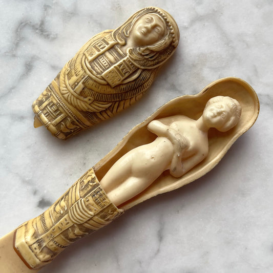 Antique Erotic Letter Opener | Nude Lady in Sarcophagus