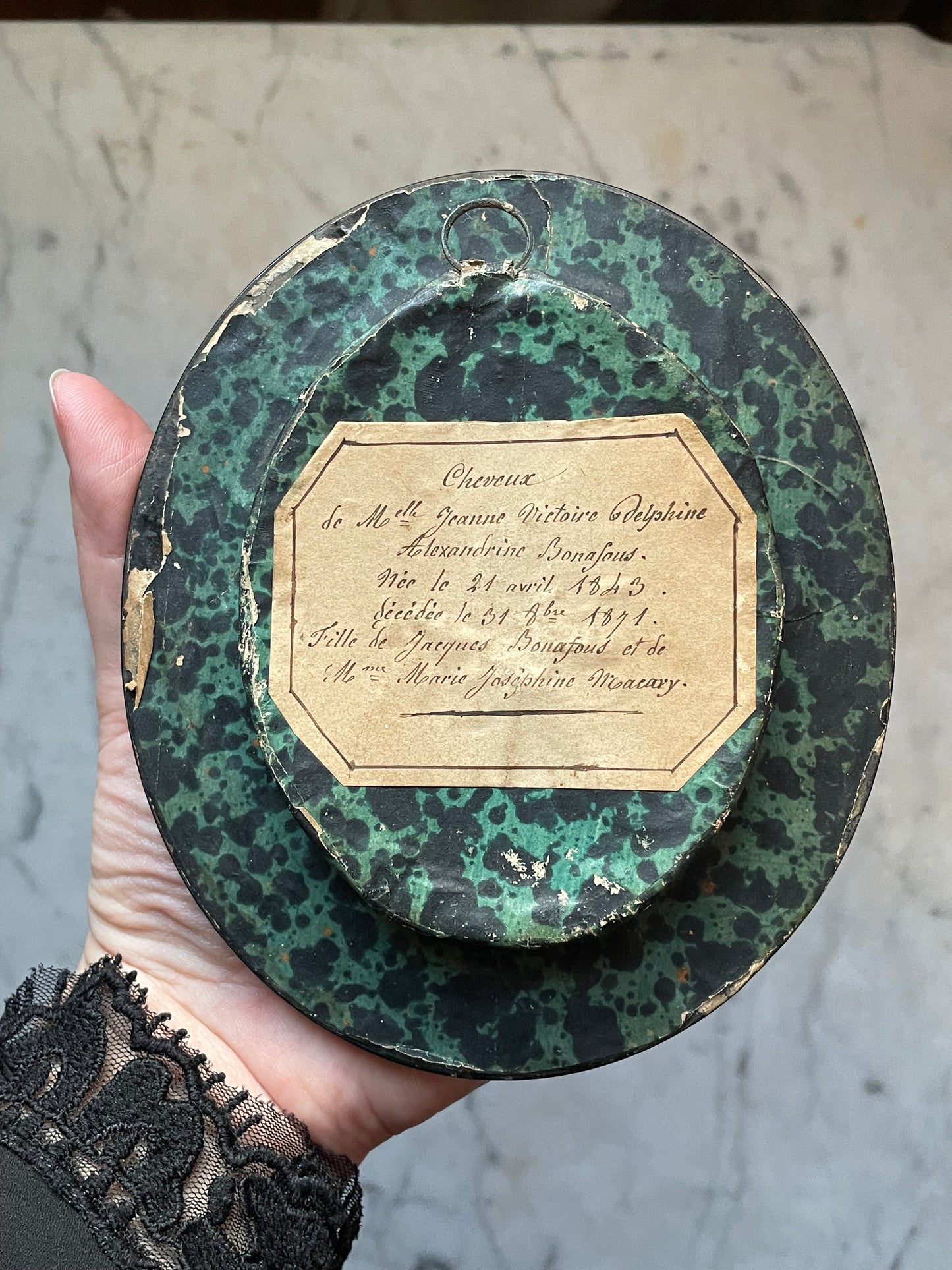 Antique French Hair Work Memorial | 1871