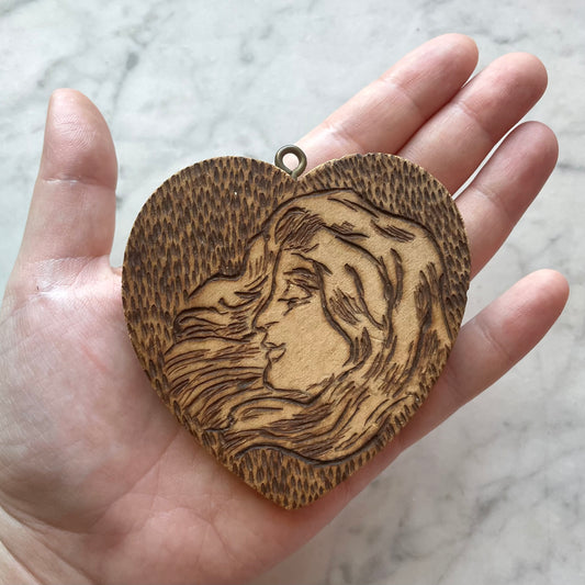 Edwardian Pyrography Heart