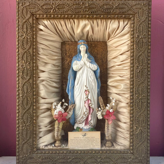 Antique Shadow Box Shrine to the Blessed Virgin