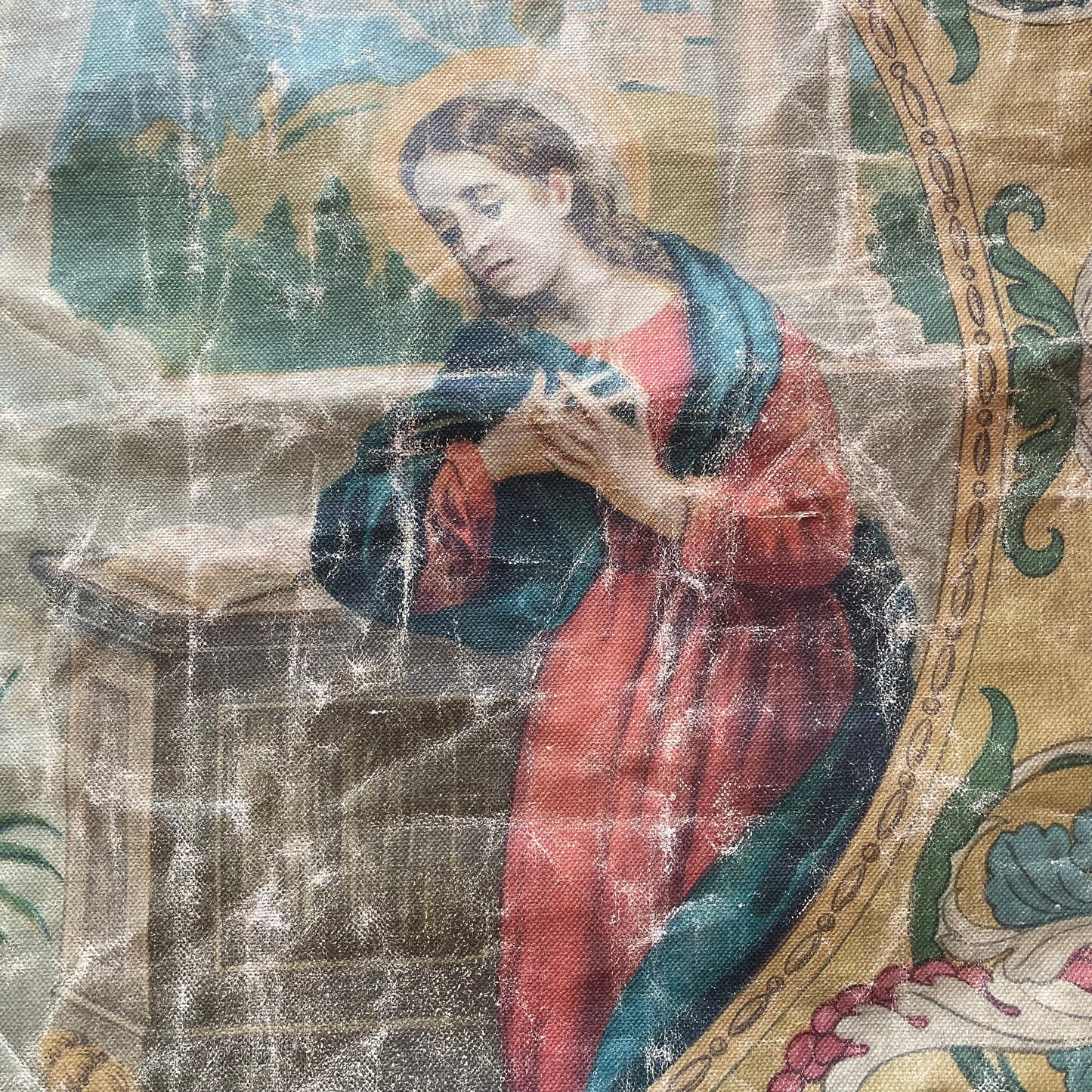 Antique Religious Banner | The Annunciation