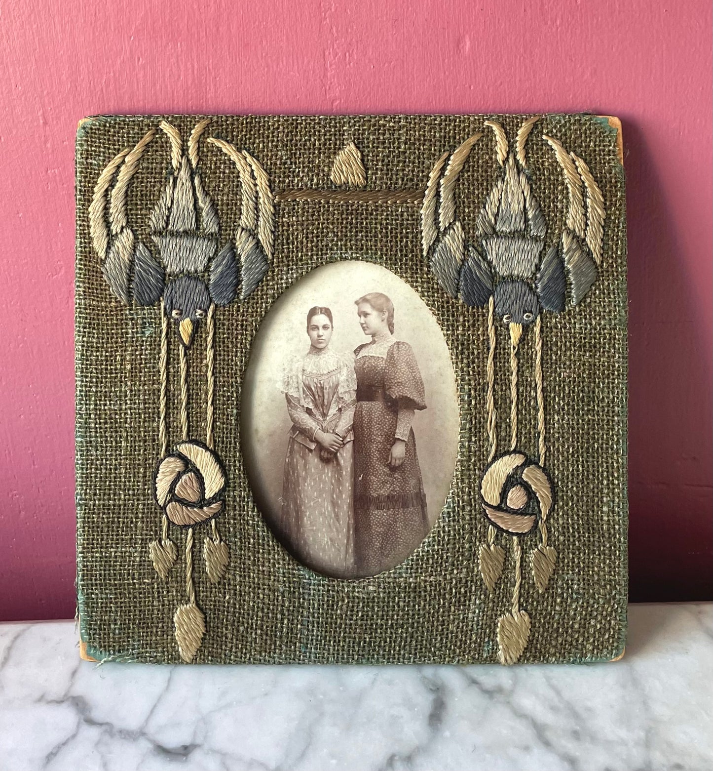 Antique Arts & Crafts Woven Frame