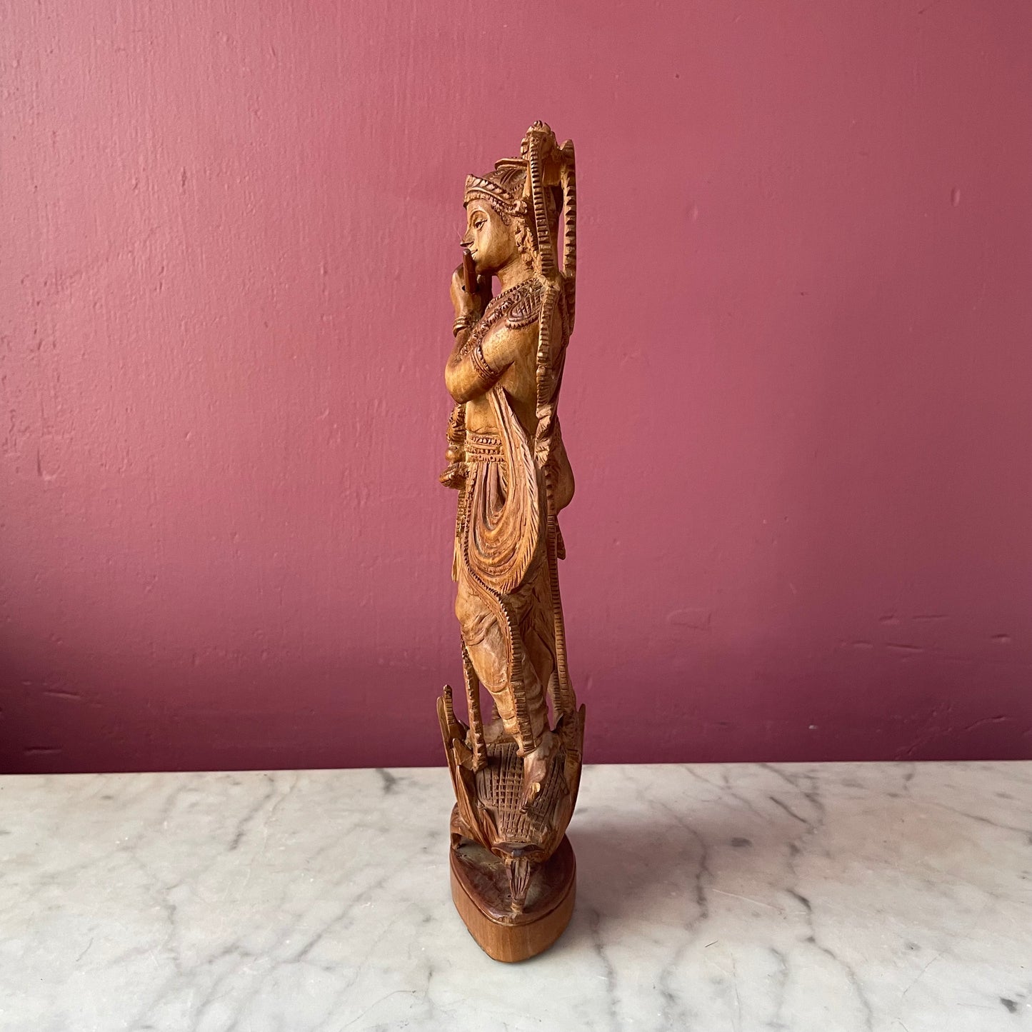 Carved Wood Krishna Statue