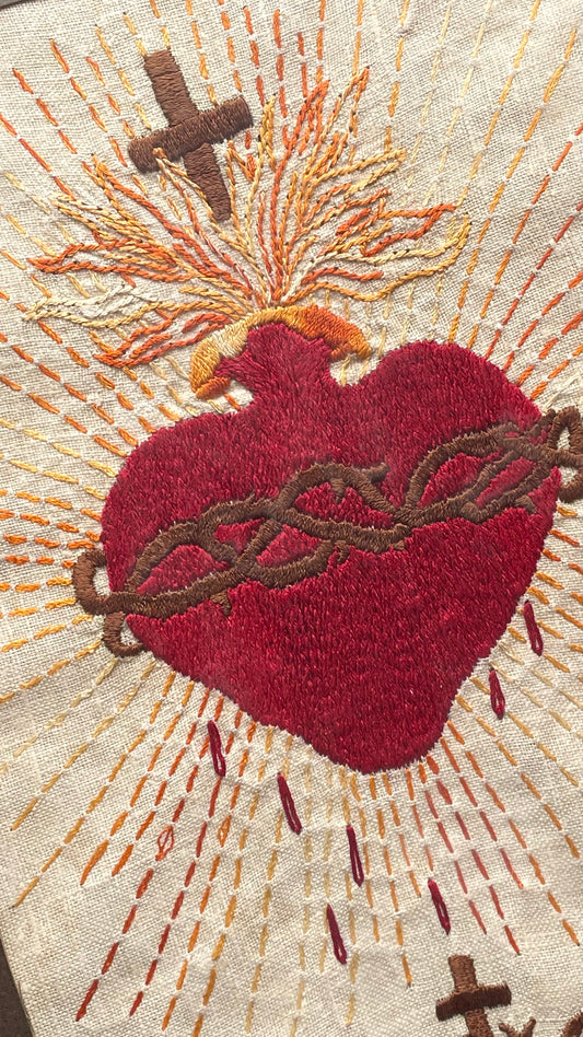 Antique Sacred Heart Embroidery