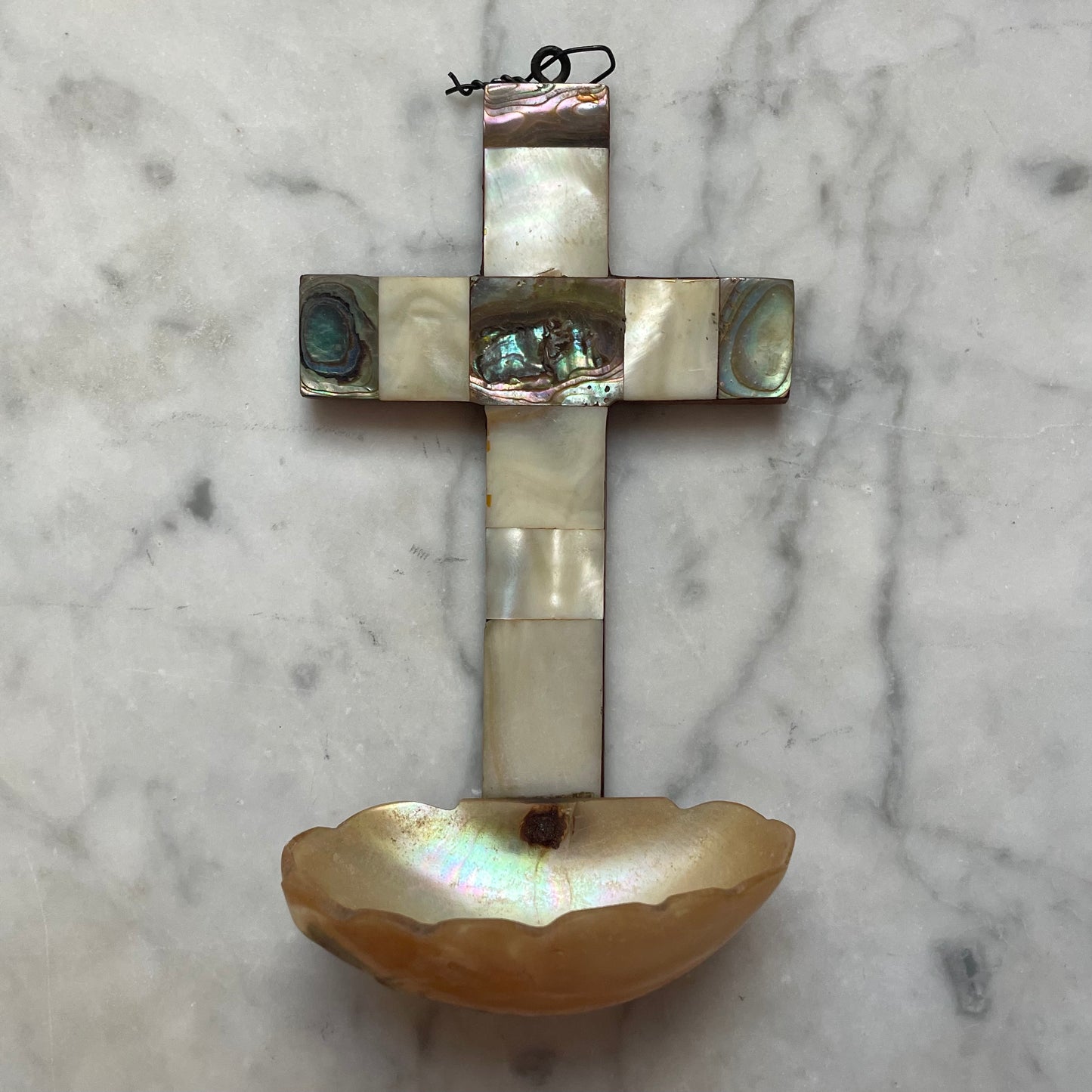 Antique Mother of Pearl Holy Water Font