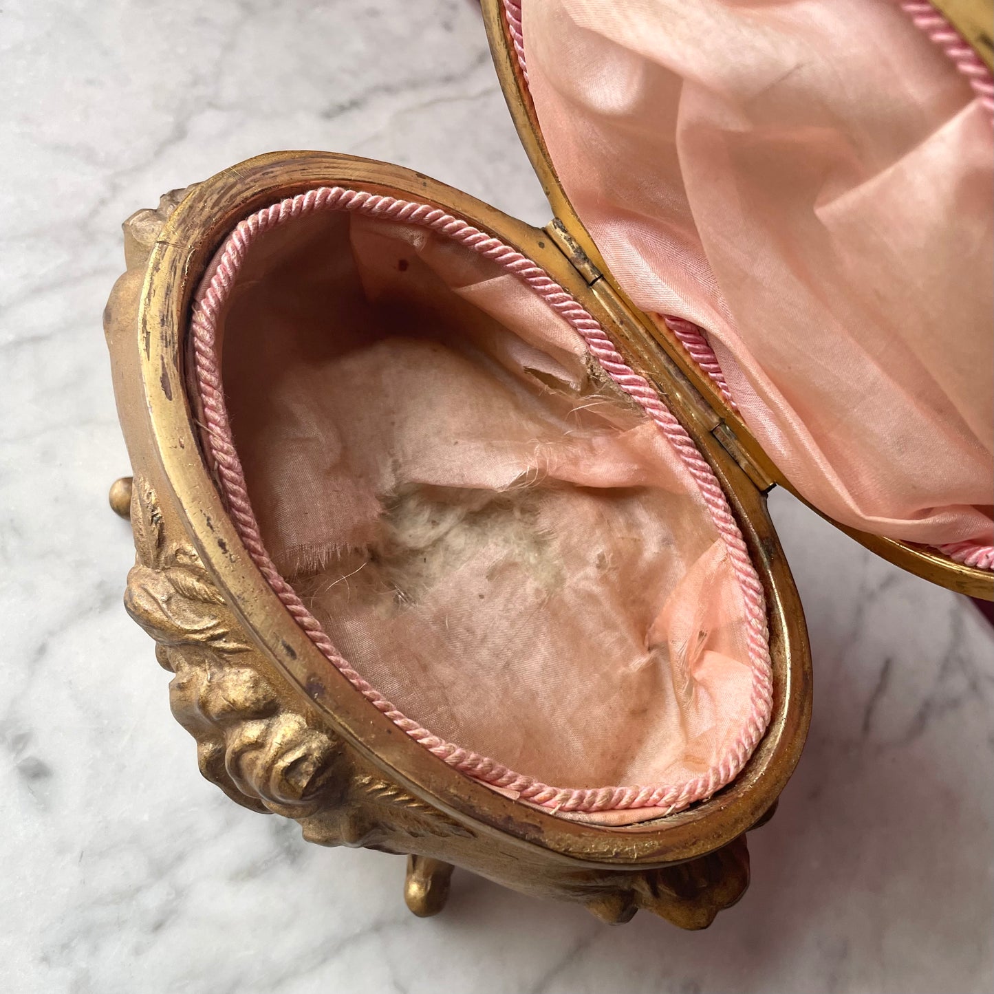 Antique Art Nouveau Brass Box with Roses