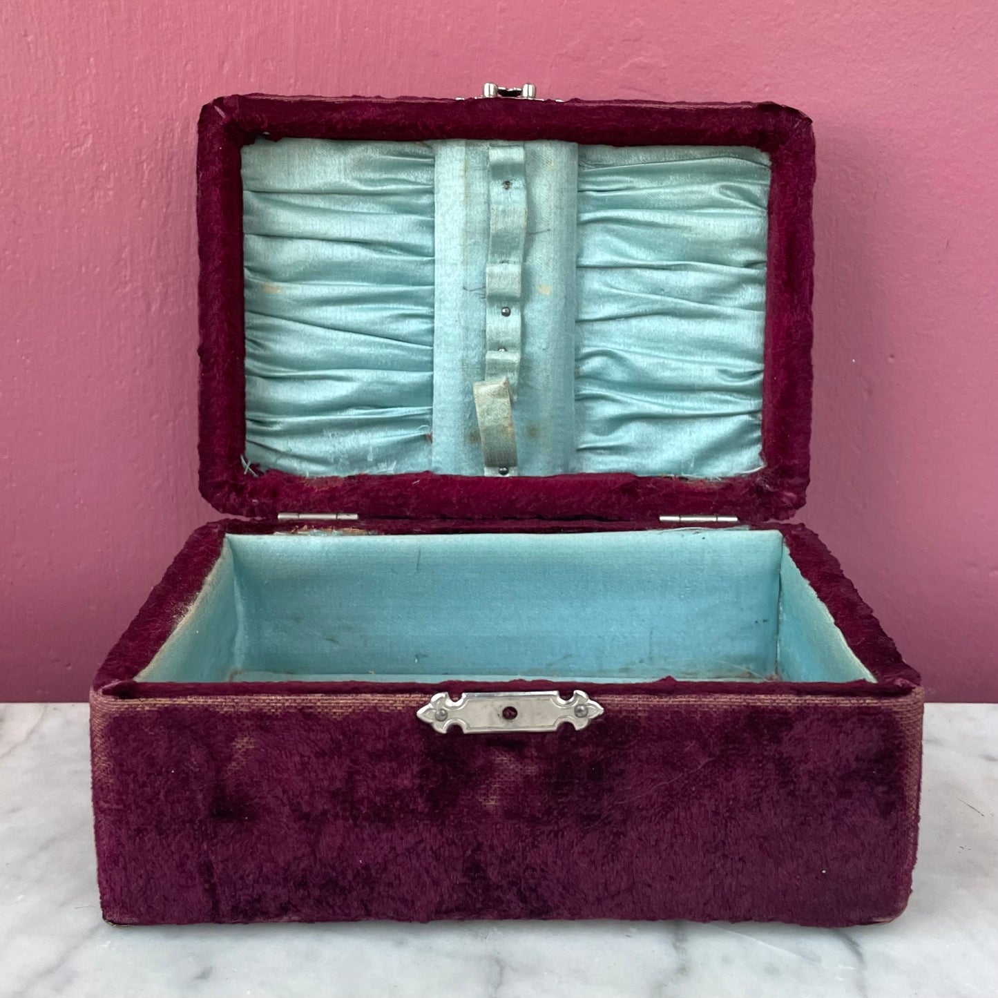 Victorian Purple Velvet Sewing Box