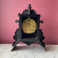 Victorian Cast Iron Mantle Clock with Mother of Pearl Inlay