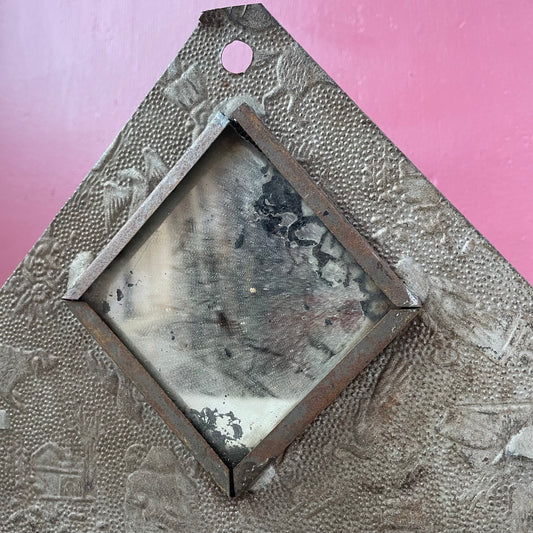 Victorian Folk Art Tin Shaving Mirror