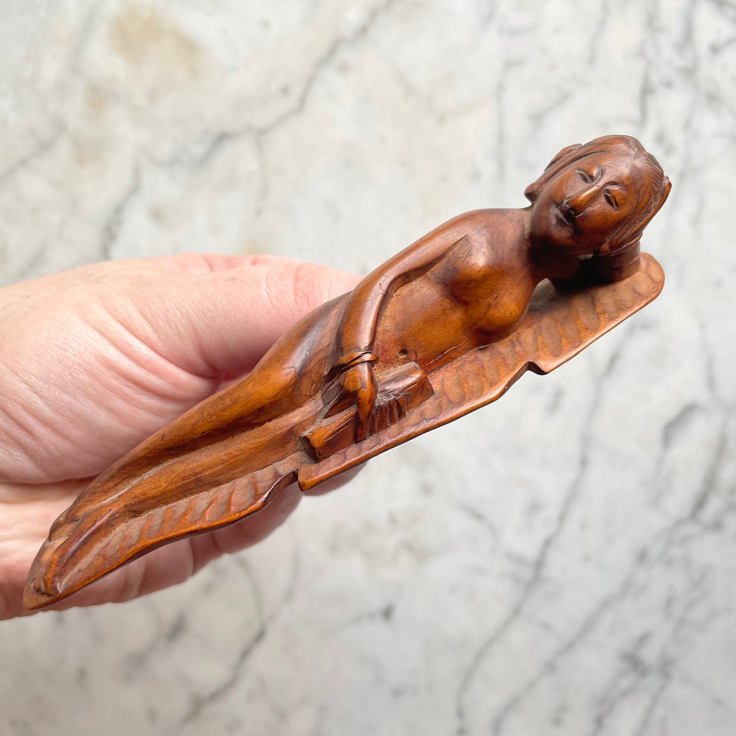 Antique Chinese Carved Wood Diagnostic Doll