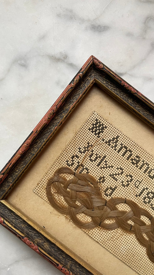 Victorian Punch Paper Memorial with Hair Keepsake