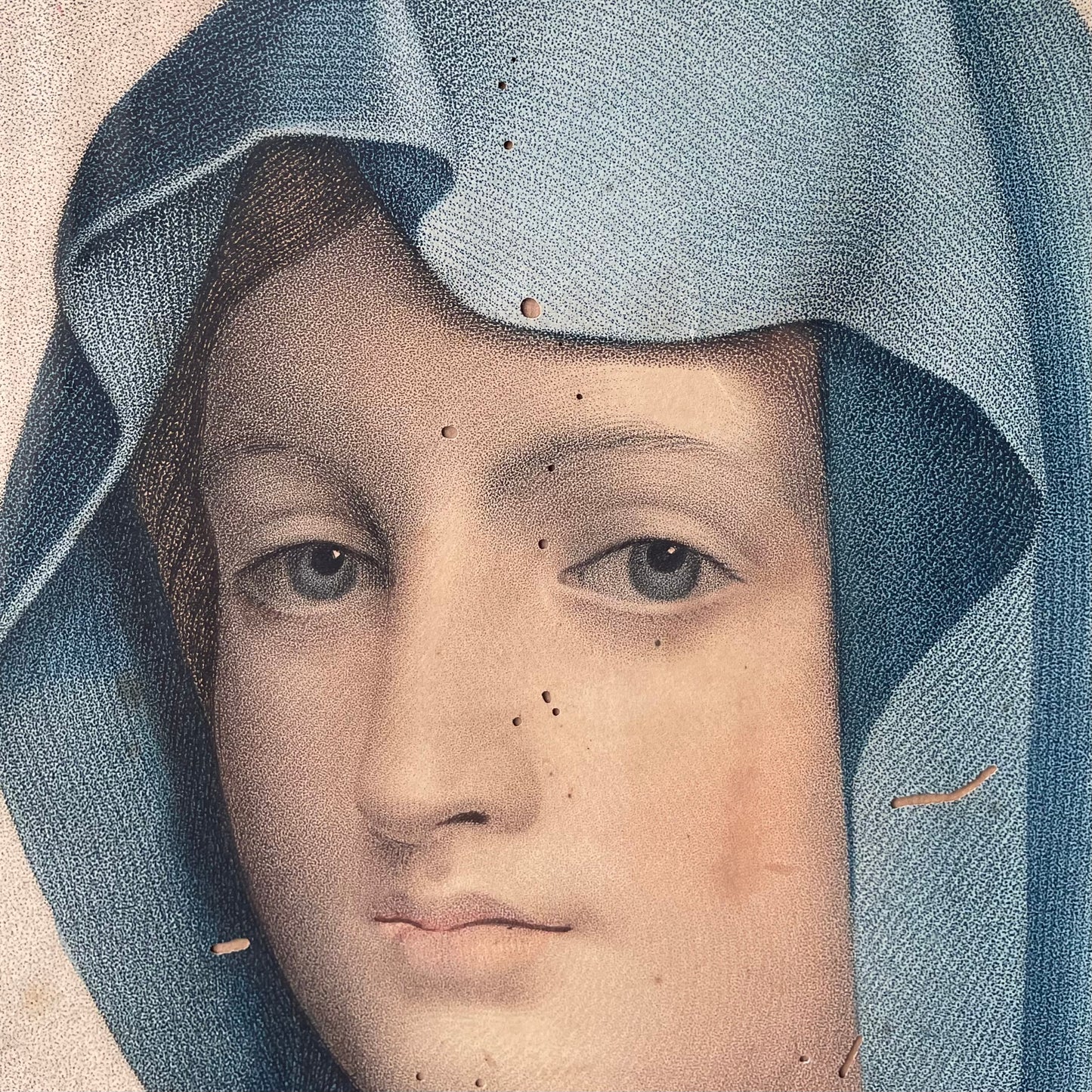 Portrait de la Très Sainte Vierge d'après Titien | Antique Hand Colored Print of the Virgin Mary