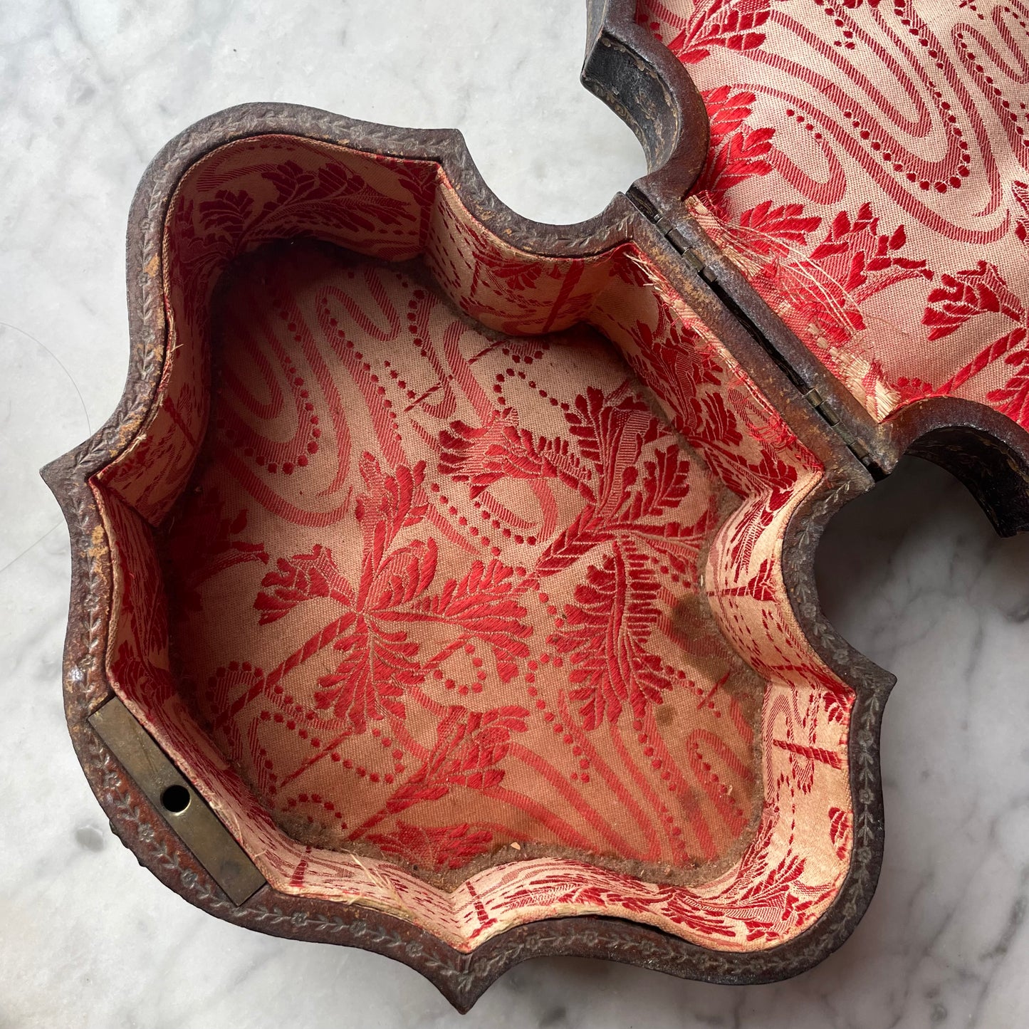 Antique Tooled & Gilded Leather Jewelry Box
