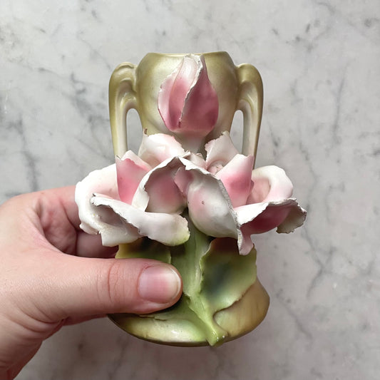 Antique Royal Dux Bud Vase with Roses