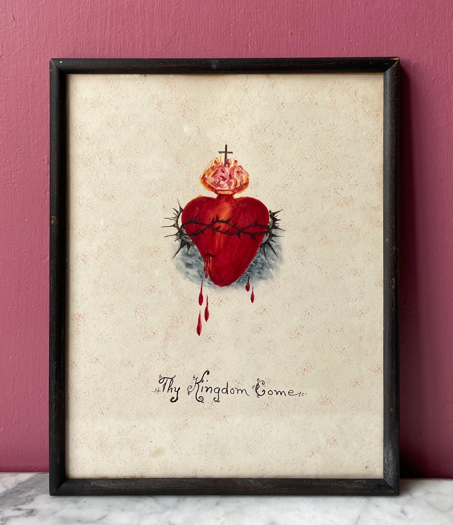 Antique Sacred Heart Painting | Thy Kingdom Come