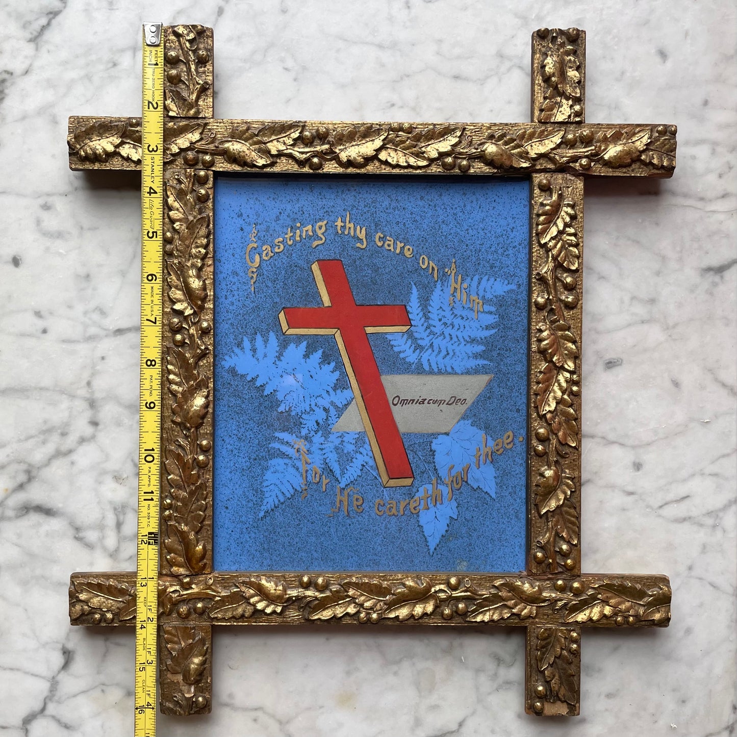 Omnia cum deo | Victorian Devotional Print in Gilded Frame