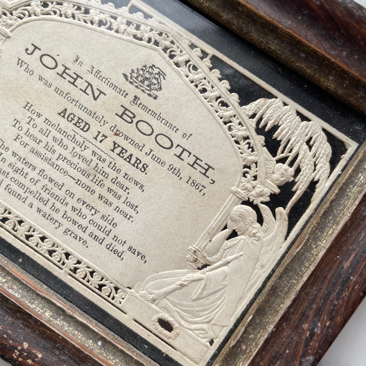 Victorian Mourning Die Cut in Original Frame