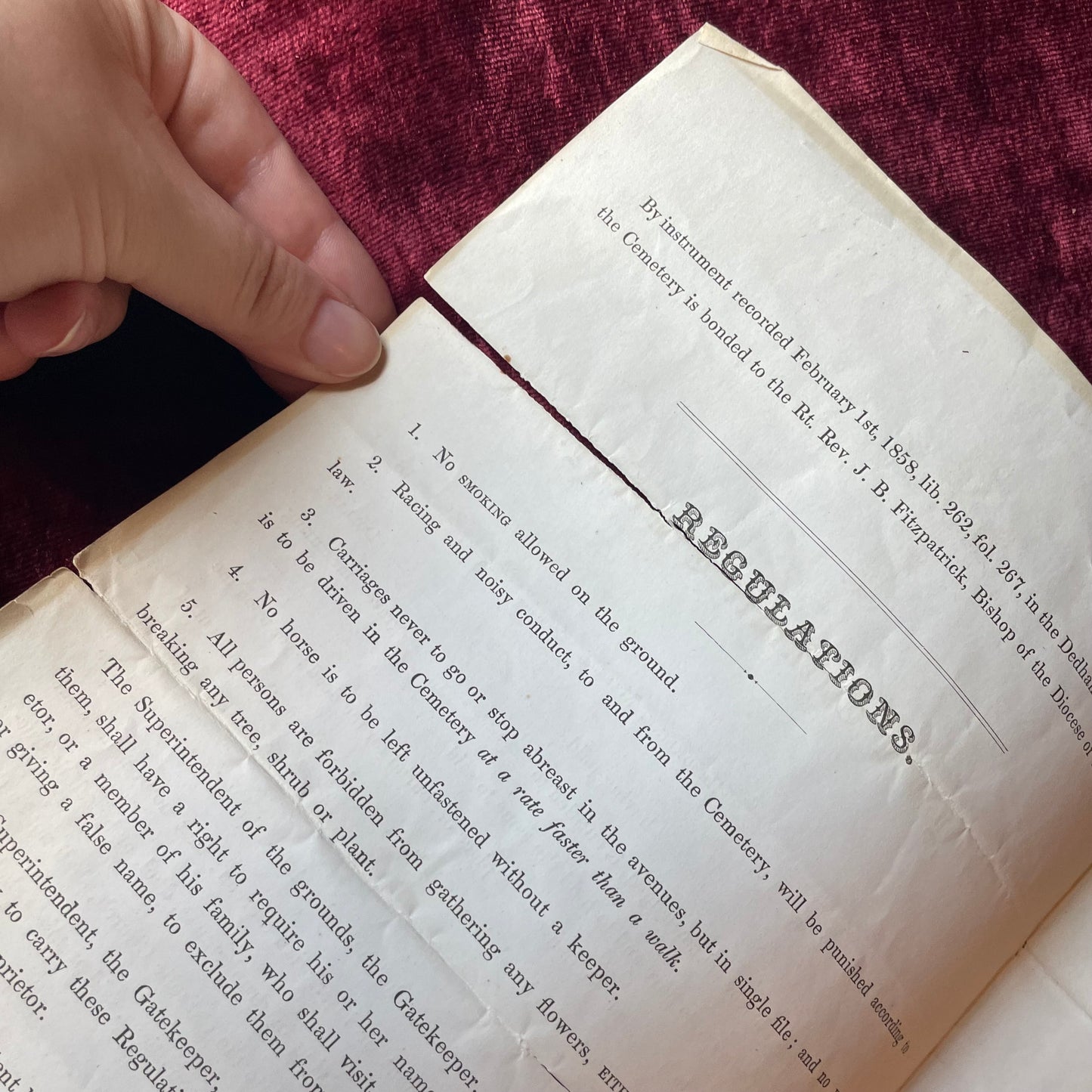 Holyhood Catholic Cemetery Deed | 1867