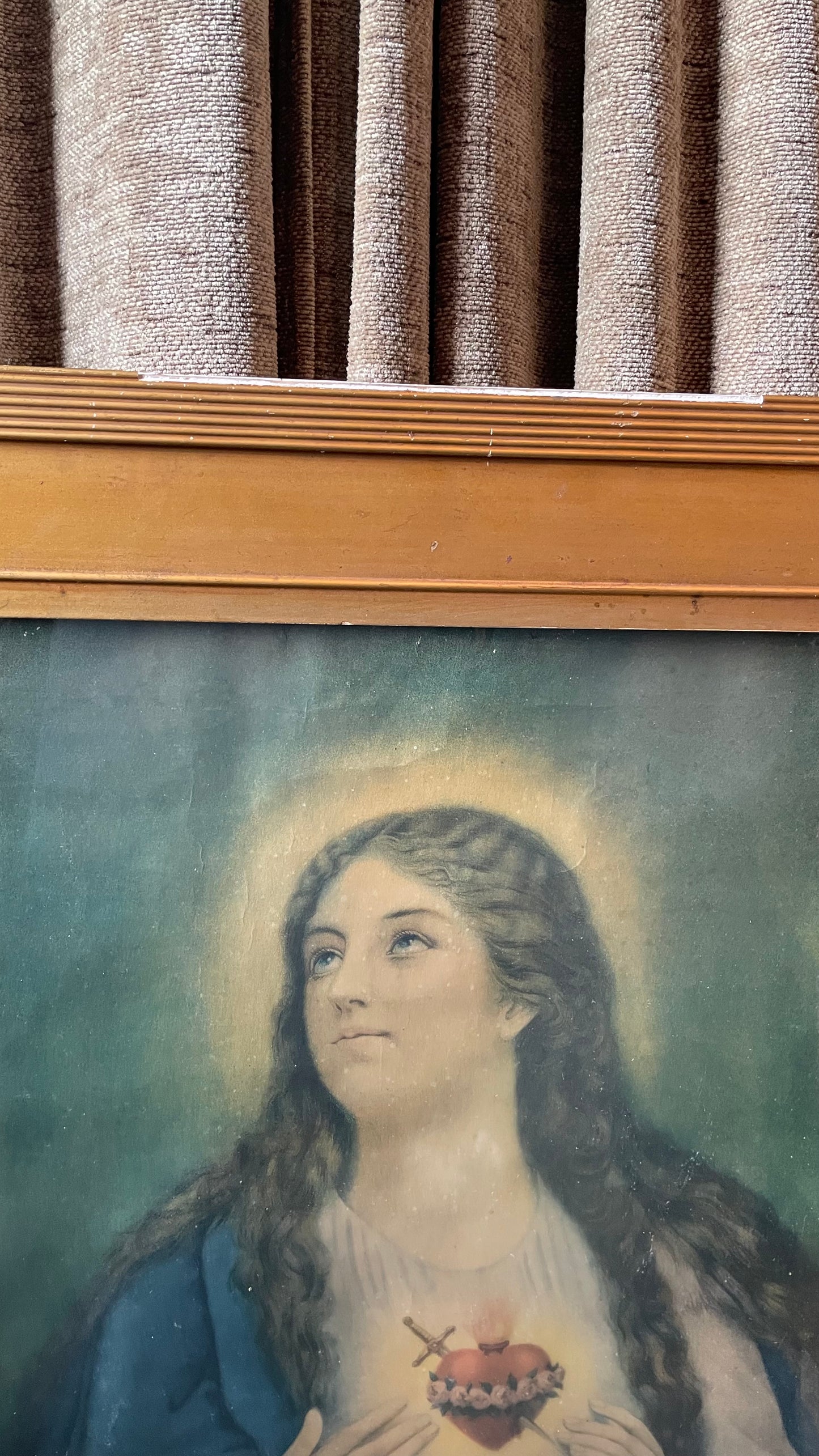 Antique Sacred Heart of Mary Large Framed Print