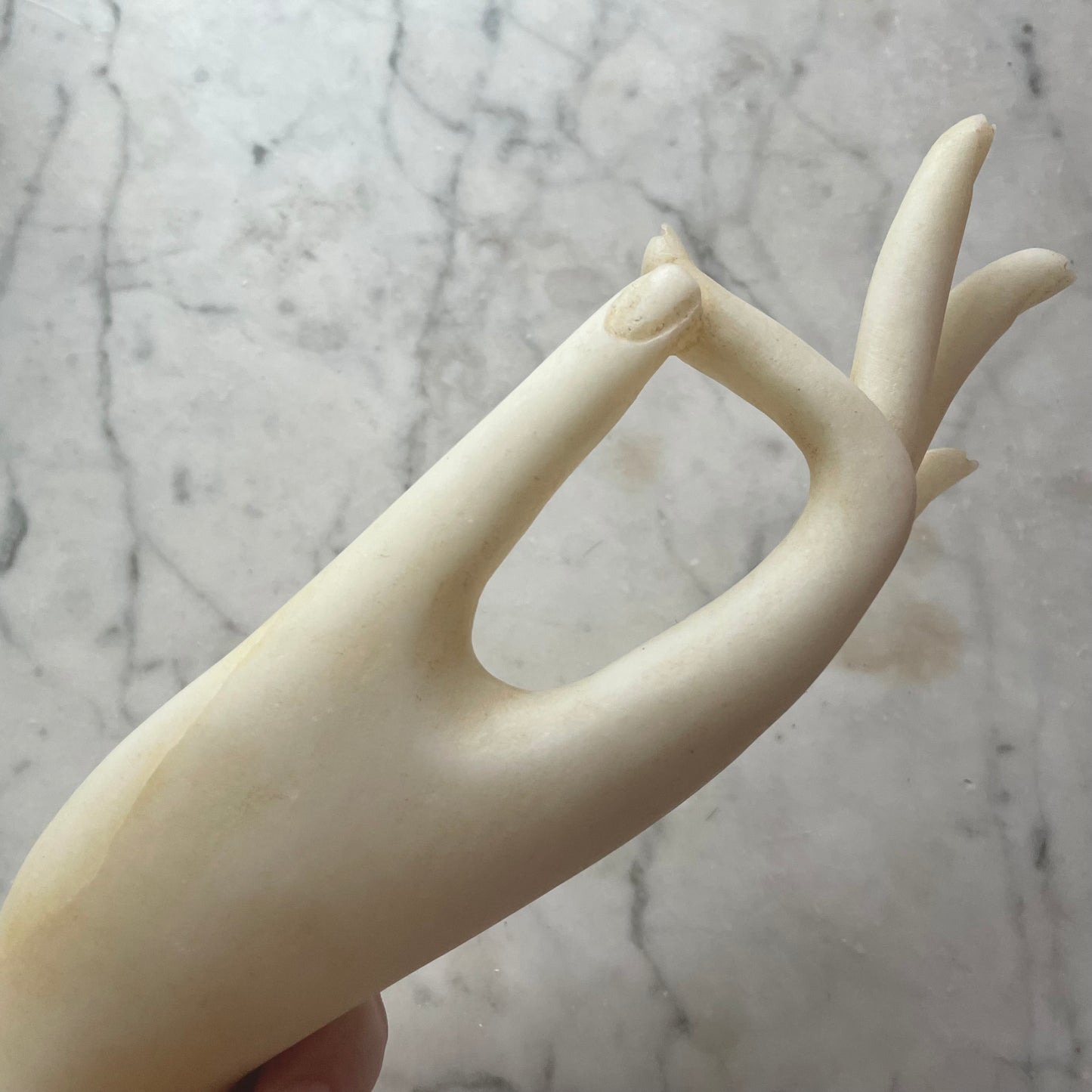 Vintage Alabaster Mudra Hand Sculpture