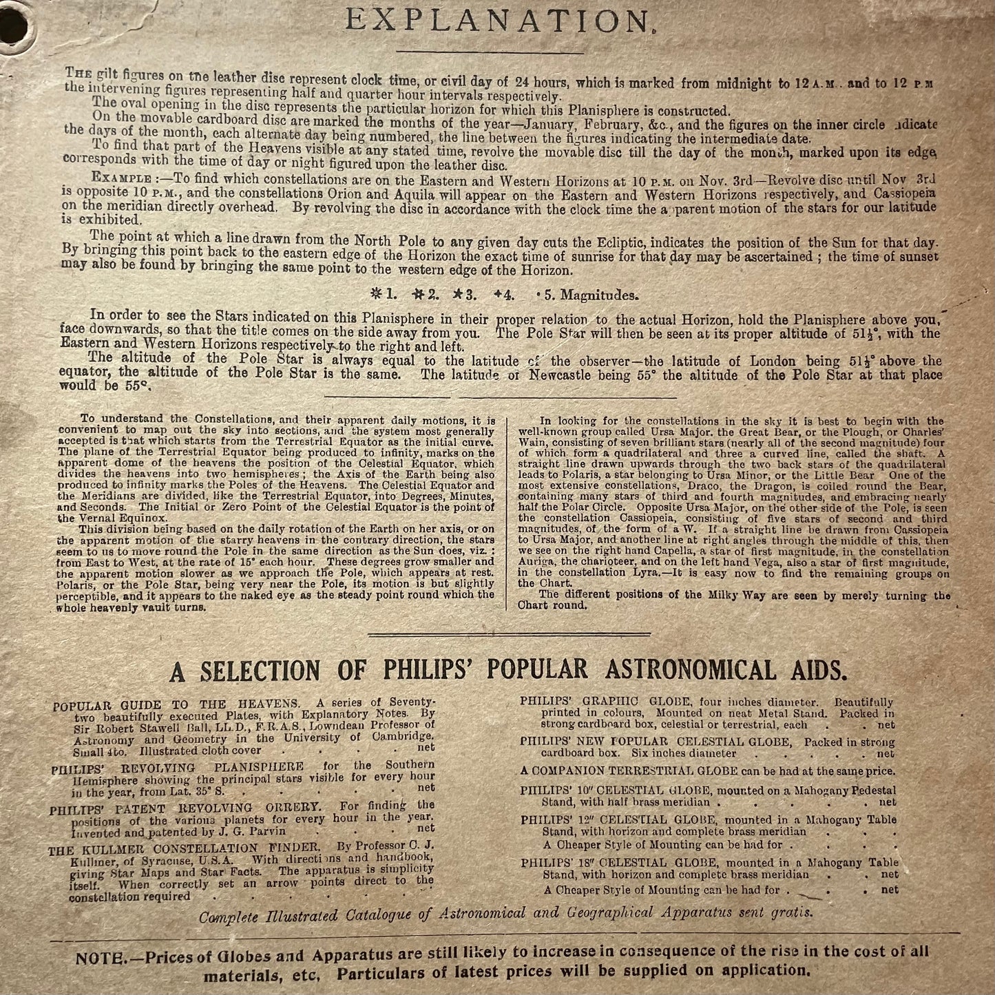 Antique Phillips Planisphere