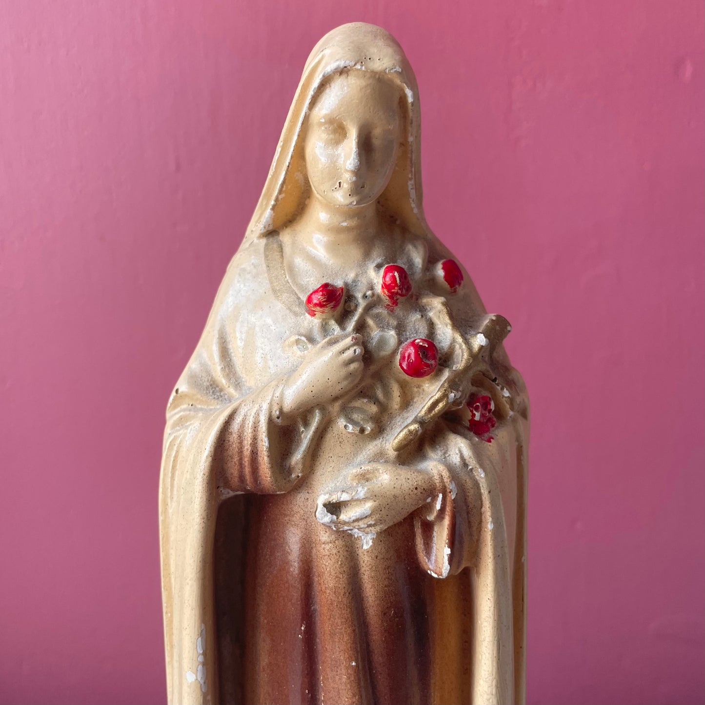 Vintage Chalkware Statue of Saint Thérèse of Lisieux
