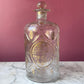 Antique French Handblown Glass Cologne Bottle with Gilded Hearts