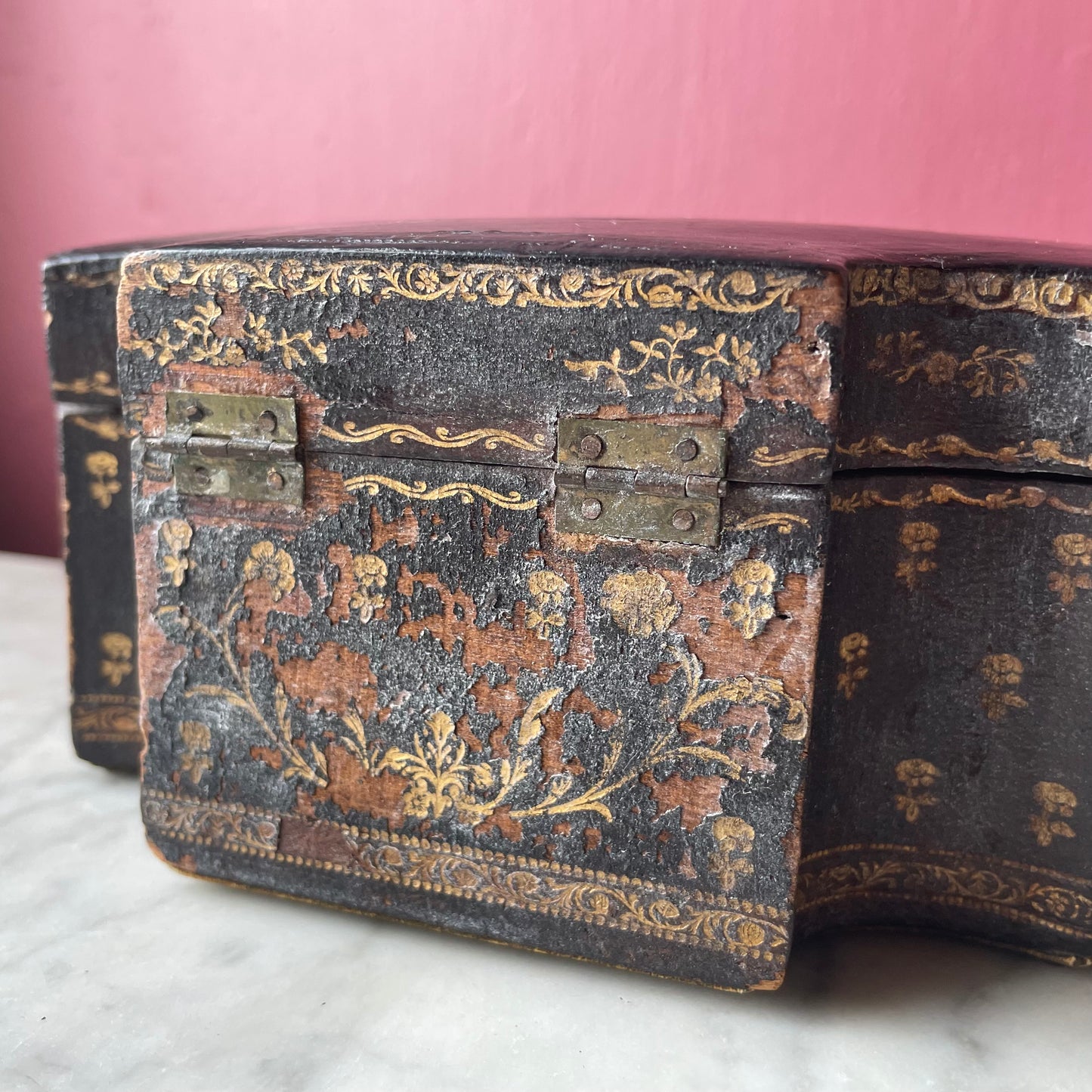 Antique Tooled & Gilded Leather Jewelry Box
