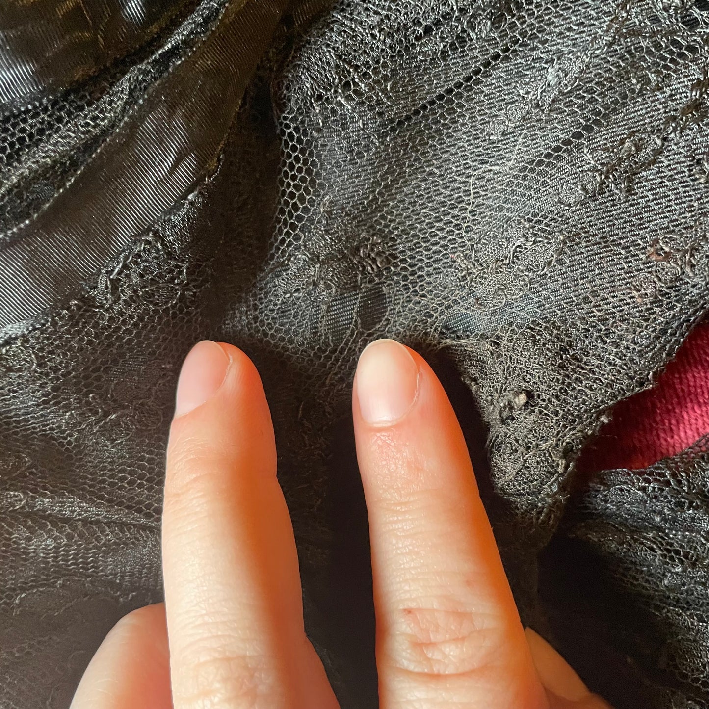 Victorian Black Lace and Watered Silk Top