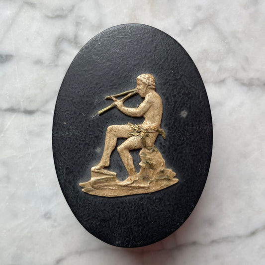 Antique Box with Pan Figure