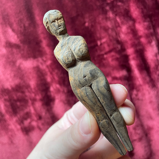 Curvy Lady | Antique Carved Wood Folk Art Doll