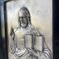 Ego Sum Lux Mundi | Antique Religious Plaque in Wooden Frame