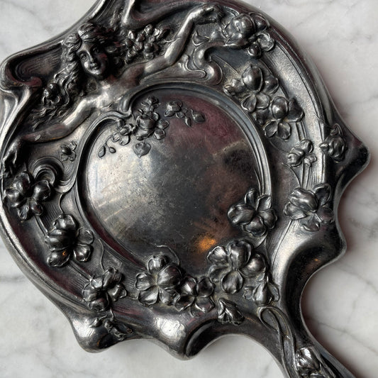Antique Art Nouveau Hand Mirror