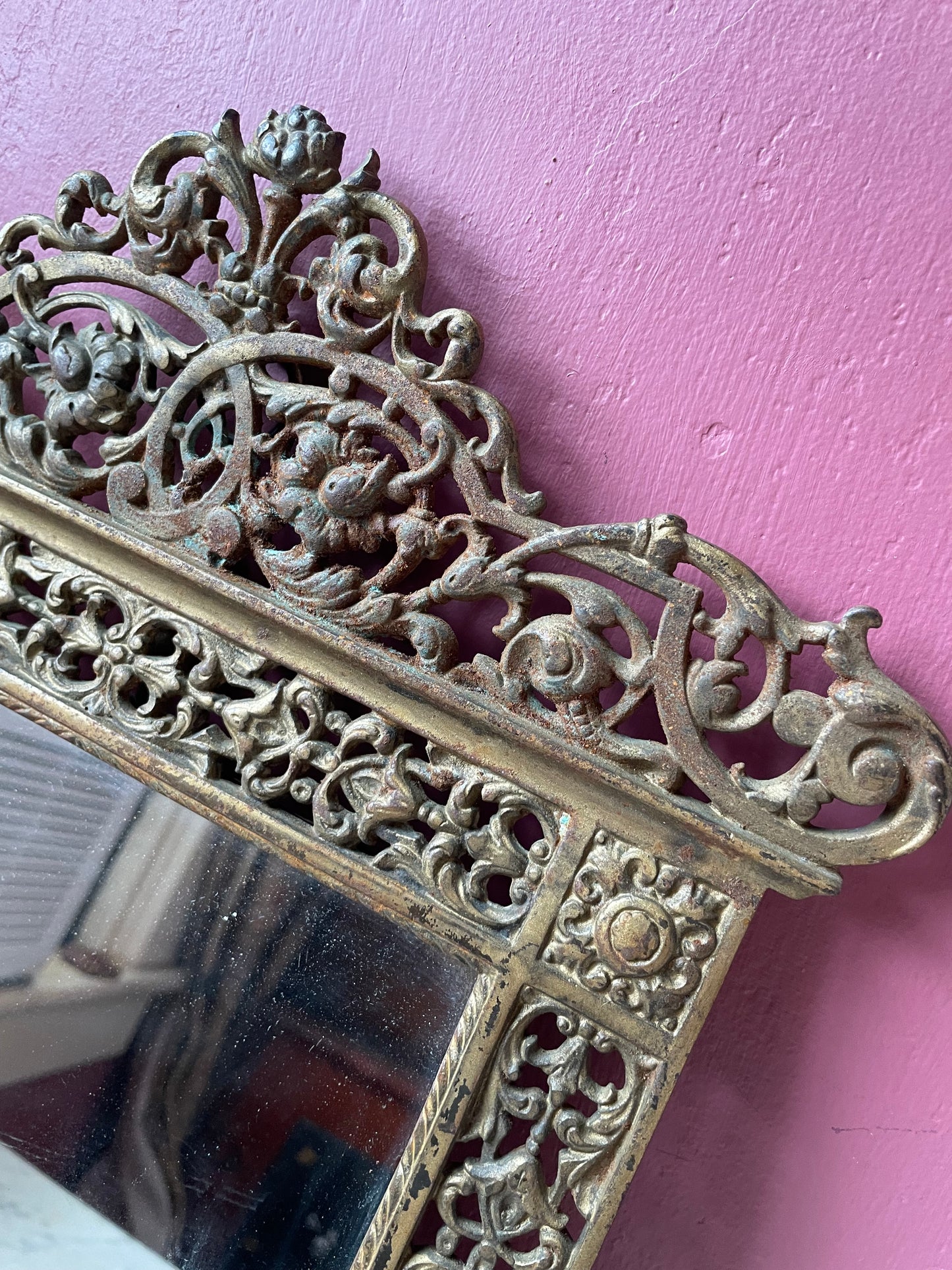 Victorian Ornate Brass Vanity Mirror