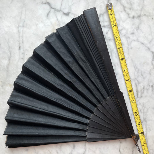 Victorian Black Silk Mourning Fan