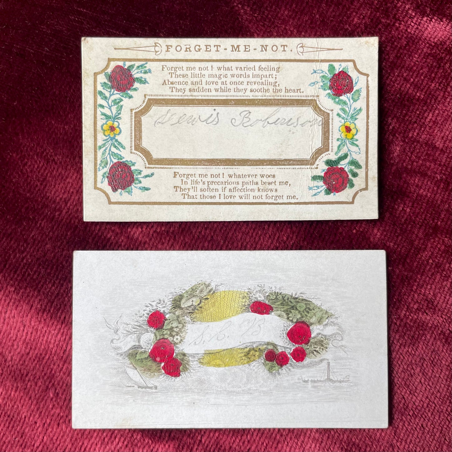 Early Victorian Hand Colored Calling Cards