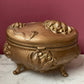 Art Nouveau Brass Jewelry Box with Lotus Blossoms