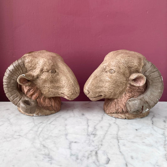 Antique Neoclassical Rams Heads