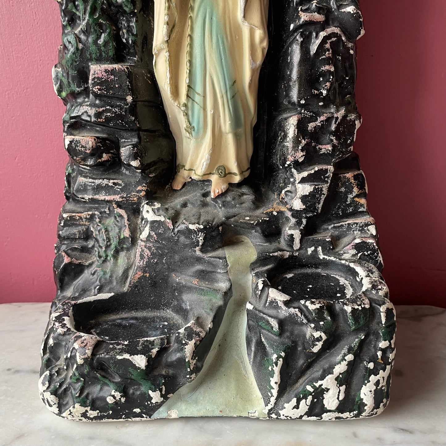 Vintage Chalkware Grotto with Madonna