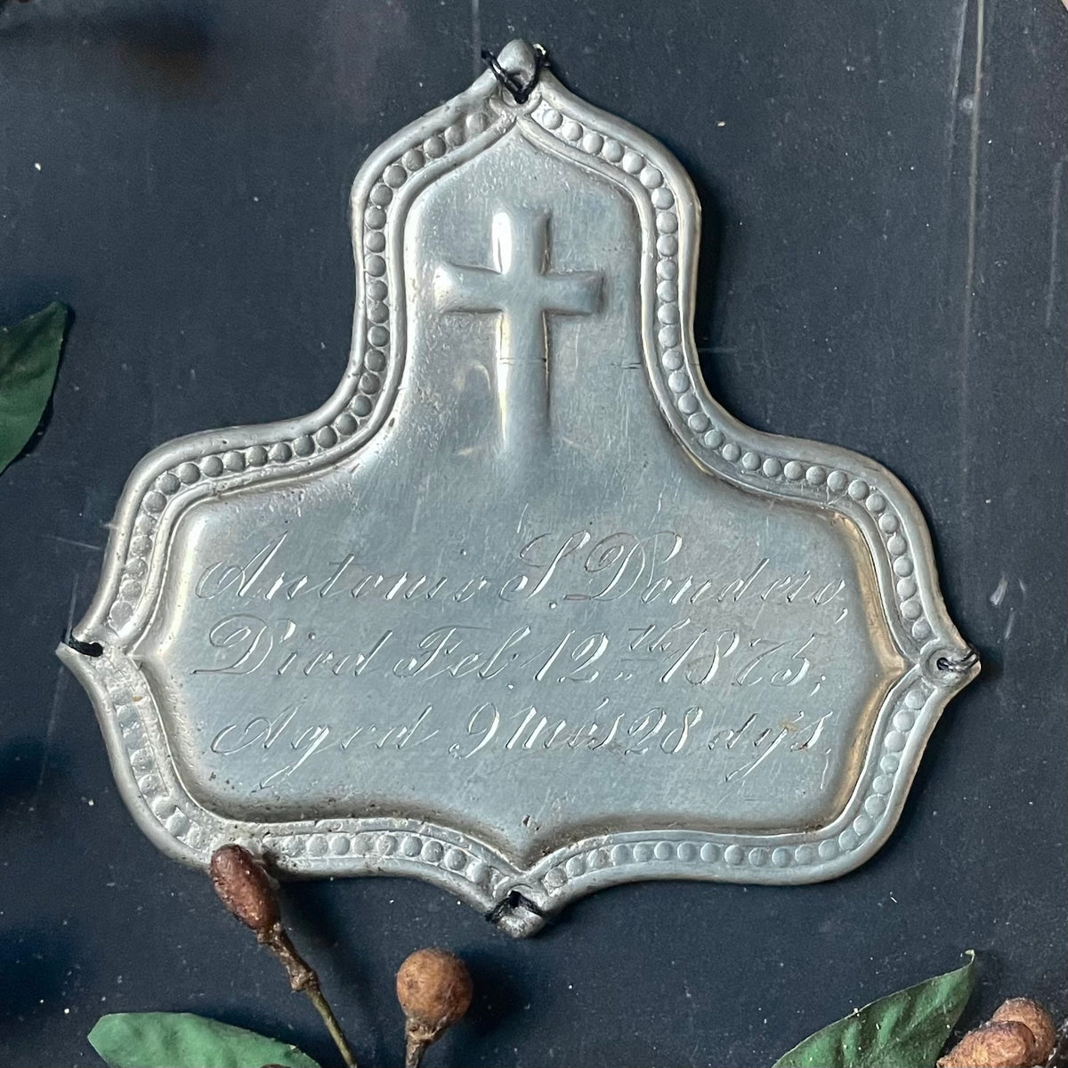Victorian Casket Plate Memorial Shadow Box