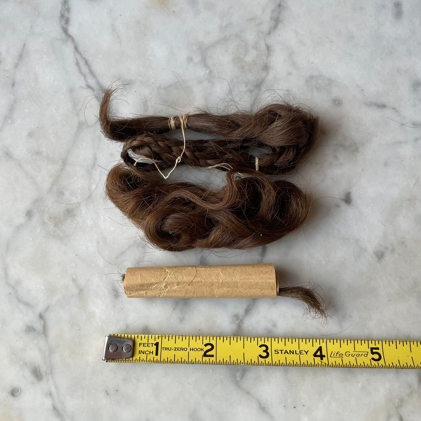 Early 19th C Wallpaper Box with Locks of Hair | 1825