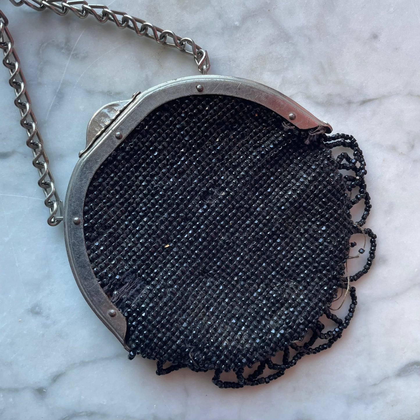 Antique Beaded Coin Purse with Belt Chain