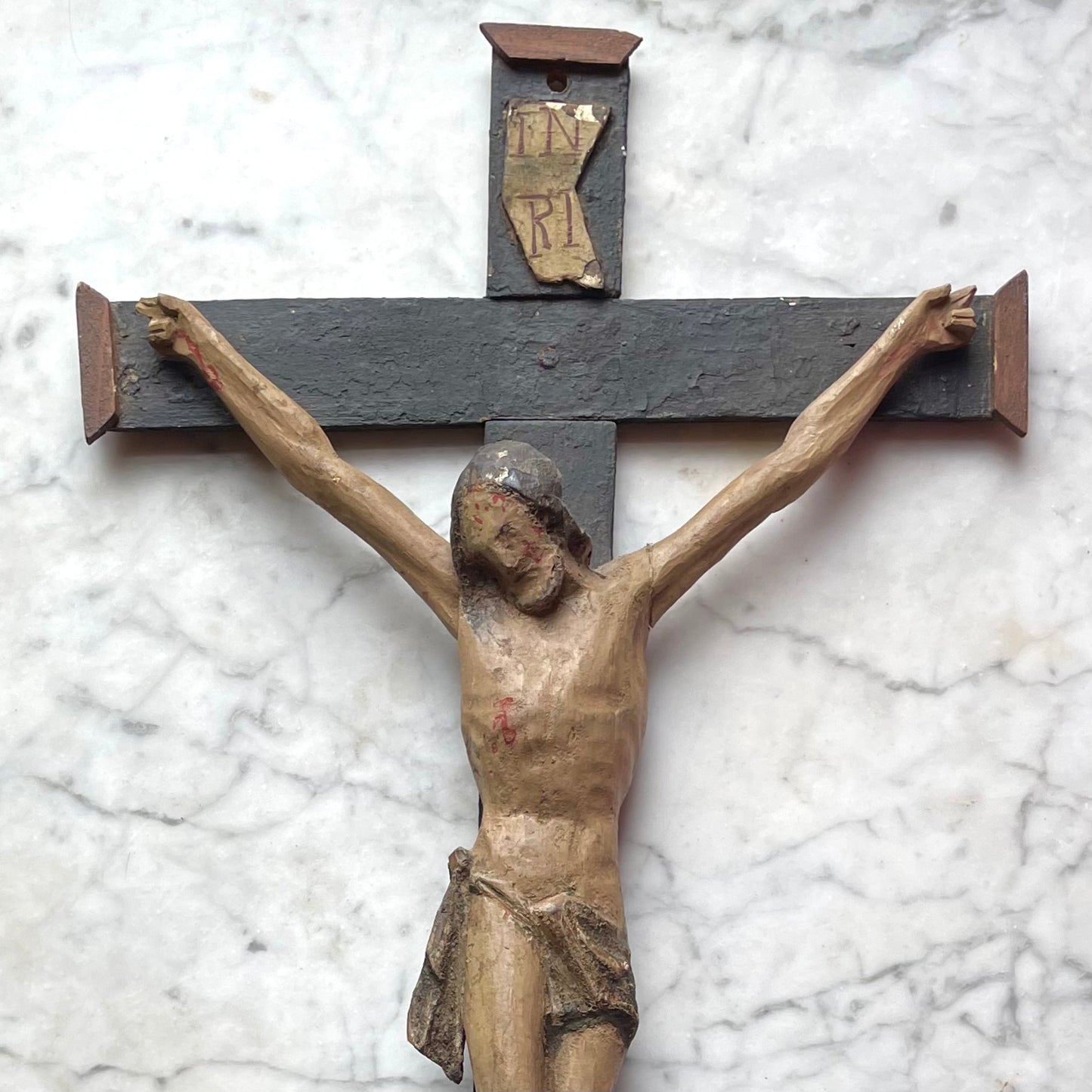 Antique Folk Art Crucifix