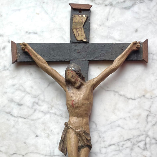 Antique Folk Art Crucifix