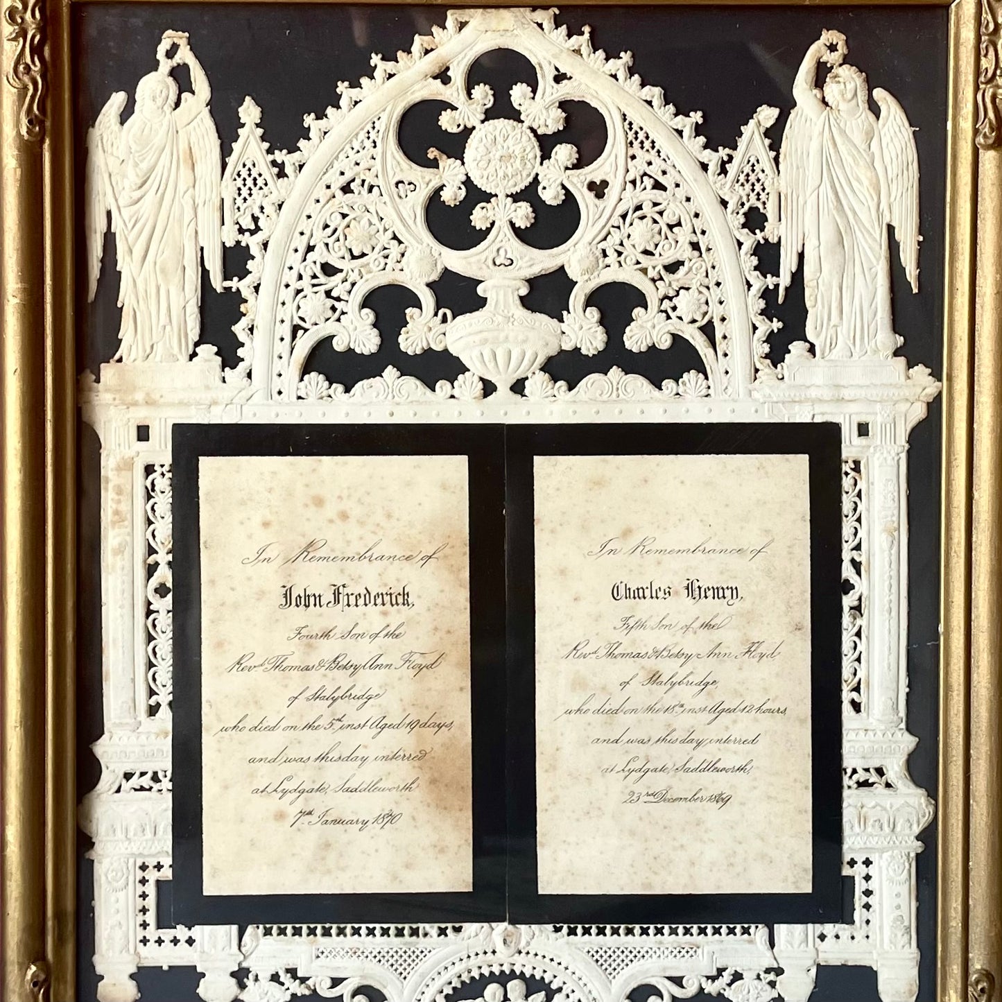 Victorian Diecut Memorial for Two Babies