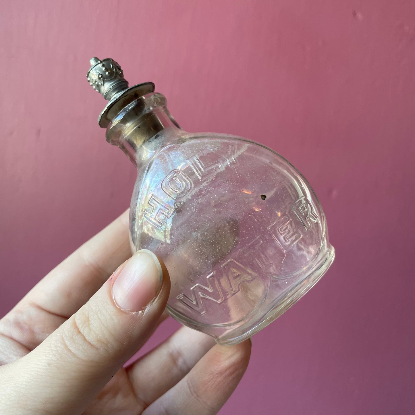 Antique Glass Holy Water Bottle