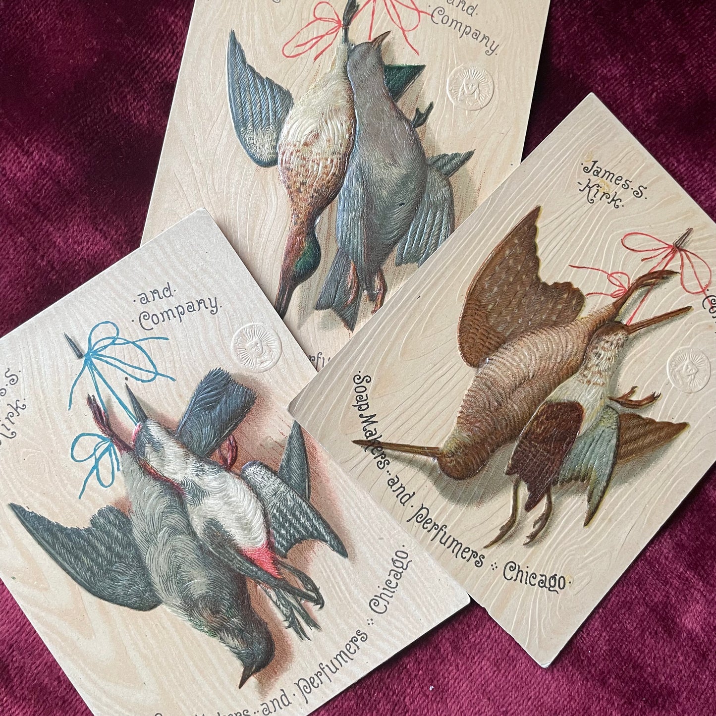 Dead Birds | Victorian Trade Cards with Game Bird Motif | James S. Kirk & Co.
