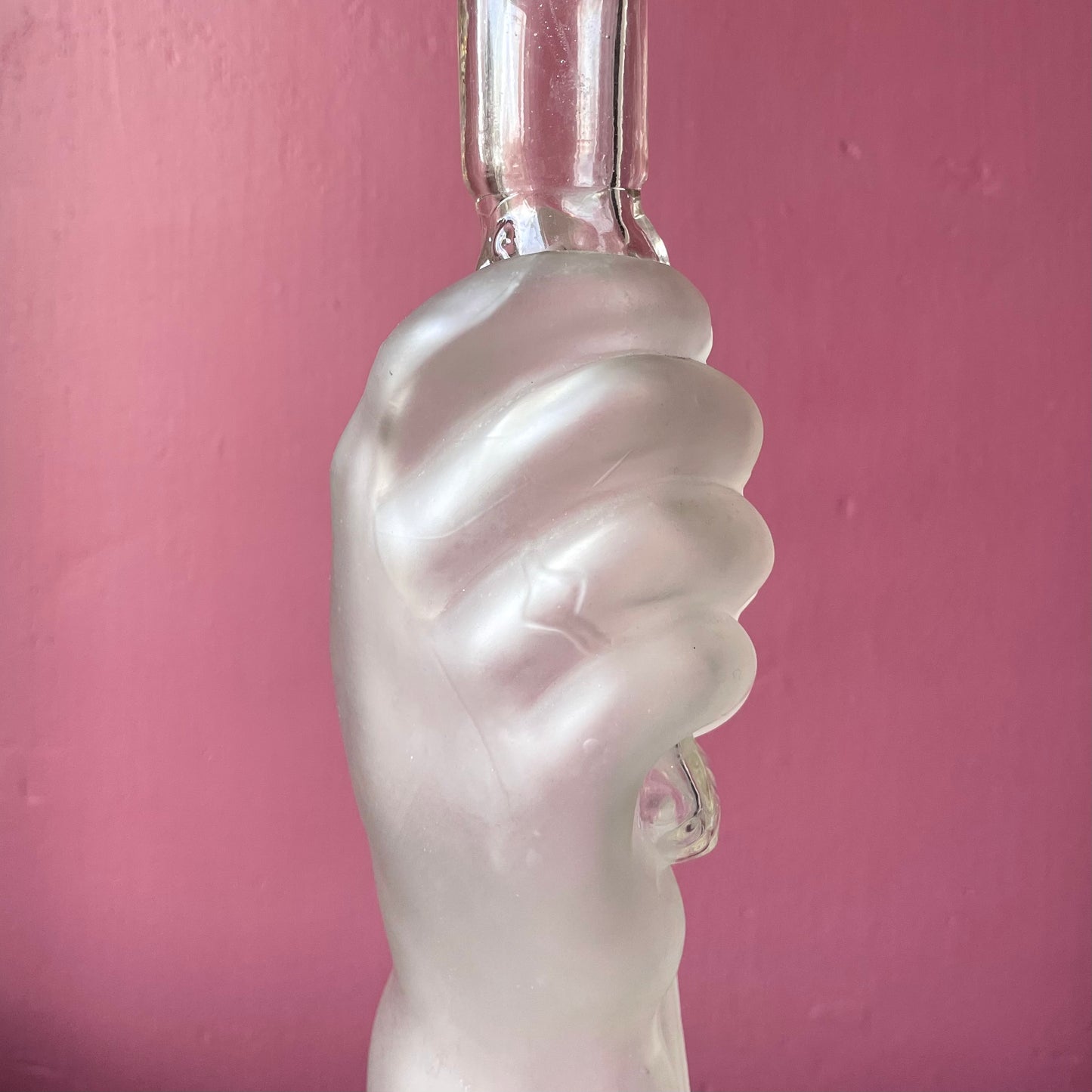 Victorian Hand with Knife Legras Glass Decanter