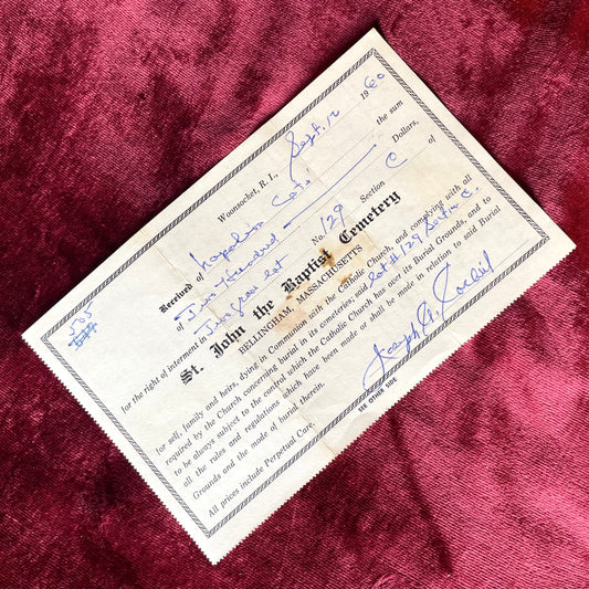 Saint John the Baptist Catholic Cemetery Deed
