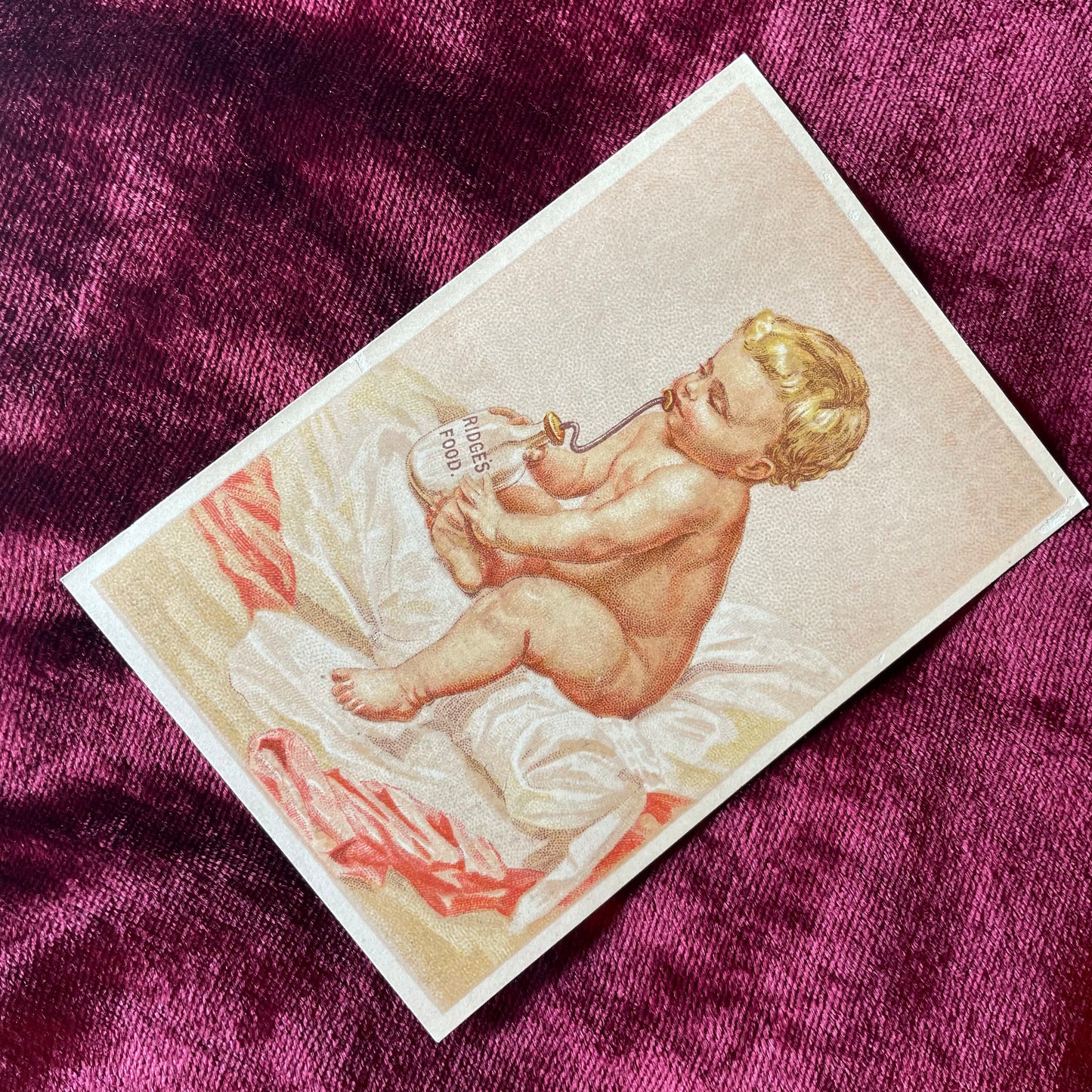 Murder Bottle | Victorian Self Feeding Baby Bottle Lithograph Card for Ridge’s Food